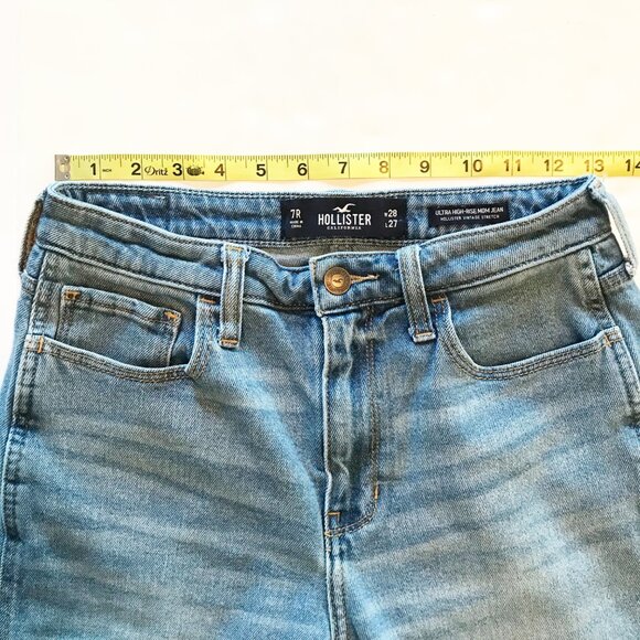 HOLLISTER Ultra High Rise Mom Vintage Stretch Ripped Jeans Womens 28 - Picture 9 of 11